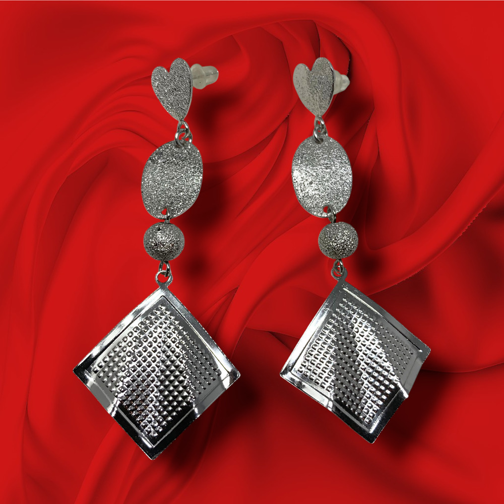 Vintage 1980s Oversized Silver Tone Dangle Earrings Pierced Avant Garde Eclectic